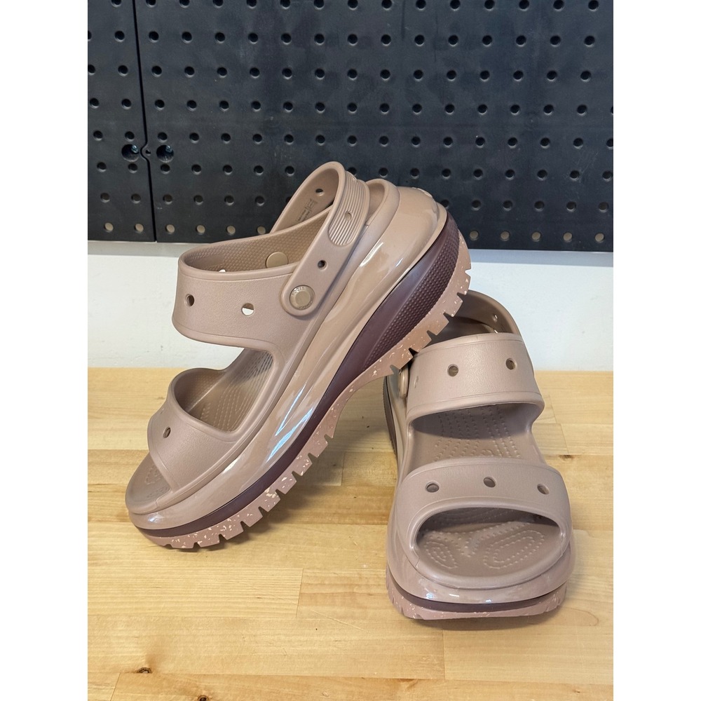 Crocs Mega Crush Sandal Bone Mushroom Women Platform Wedge Lug Sole 207989-2Y2